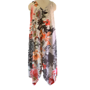 Soft Surroundings sz PXL  floral and animal print sleeveless maxi dress